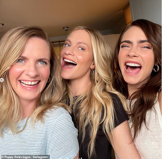 Trio: Speaking to The Times last month Poppy didn't mention James, instead focusing on her close relationship with sisters Chloe, 35, and Cara, 29