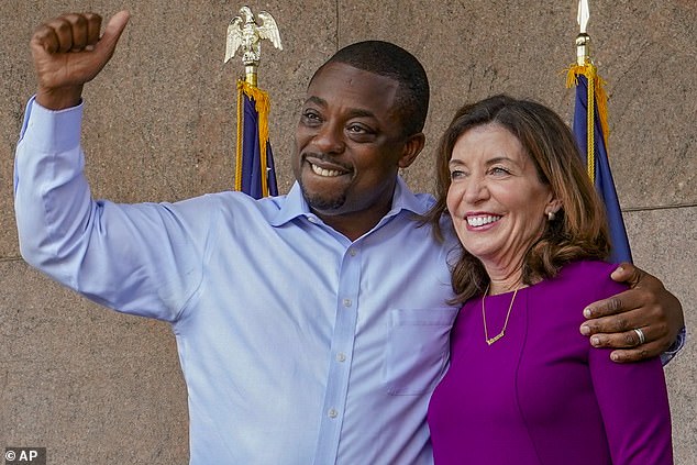 The hit piece comes on the heels of an especially chaotic week for Hochul, after her handpicked Lt. Gov. Brian Benjamin resigned in the wake of his arrest in a federal corruption investigation, just seven months after the pair vowed to make a fresh start in an office already rocked by scandal (File photo)