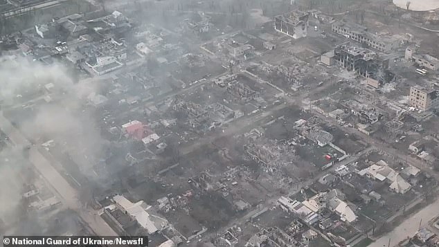 Drone footage that captured the exchange shows the war-ravaged town of Rubizhne, 40 miles from Luhansk in the east of Ukraine