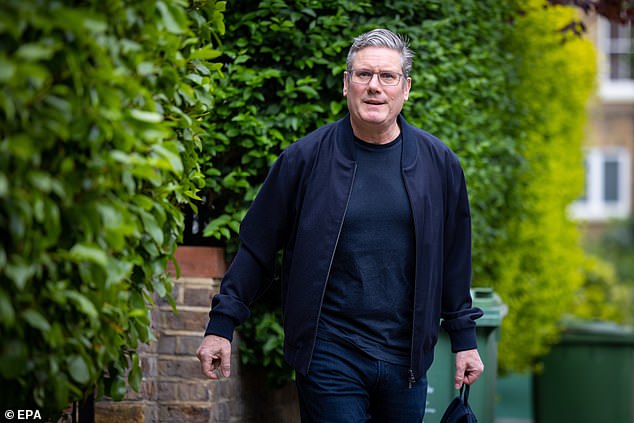Labour leader Sir Keir Starmer pictured leaving his home in north London on Wednesday amid criticism over Beergate