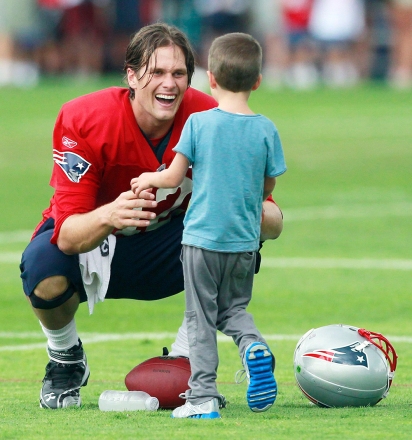 Tom Brady New England Patriots' Tom Brady greets his son Jack on the field after NFL football training camp, in Foxborough, Mass Patriots Camp Football, Foxborough, USA